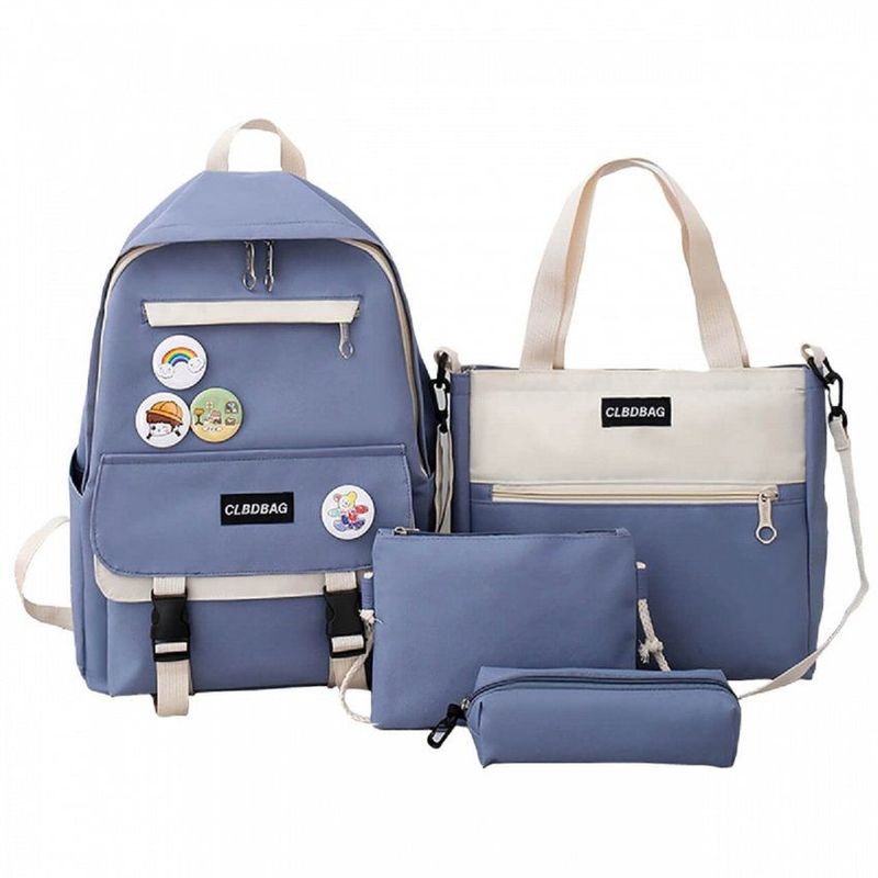 GENERICO - Set Morral Escolar Bolso  Bolsito  Cartuchera Para Niñas Color Azul_.