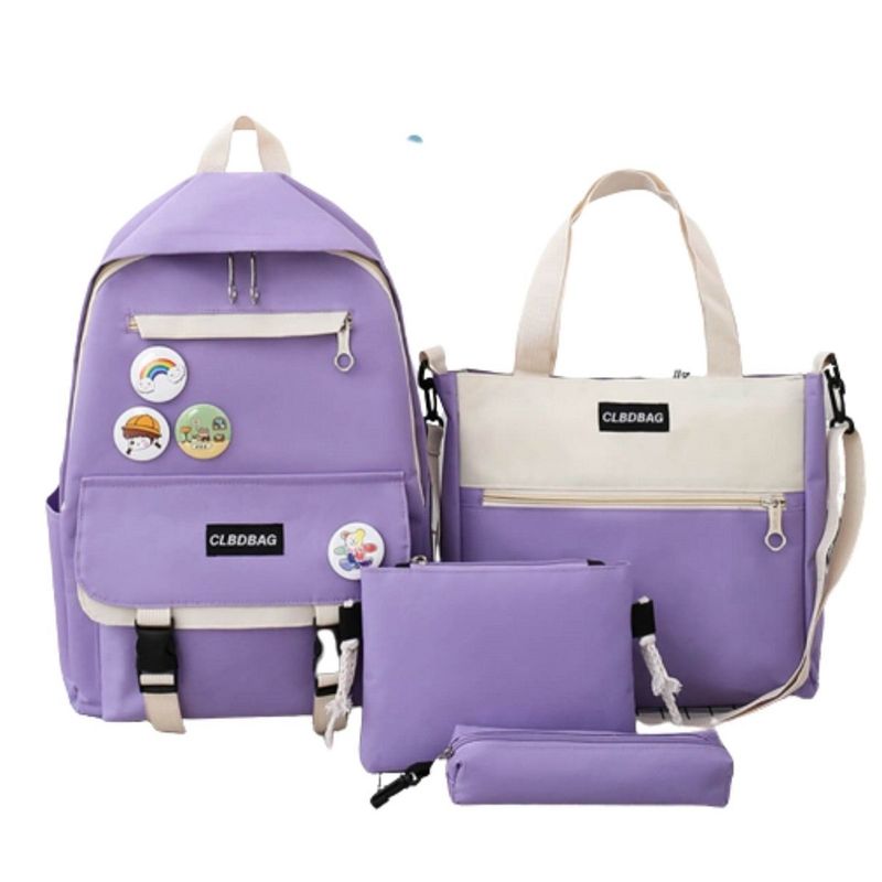 GENERICO - Set Morral Escolar Bolso  Bolsito  Cartuchera Para Niñas Morado_.