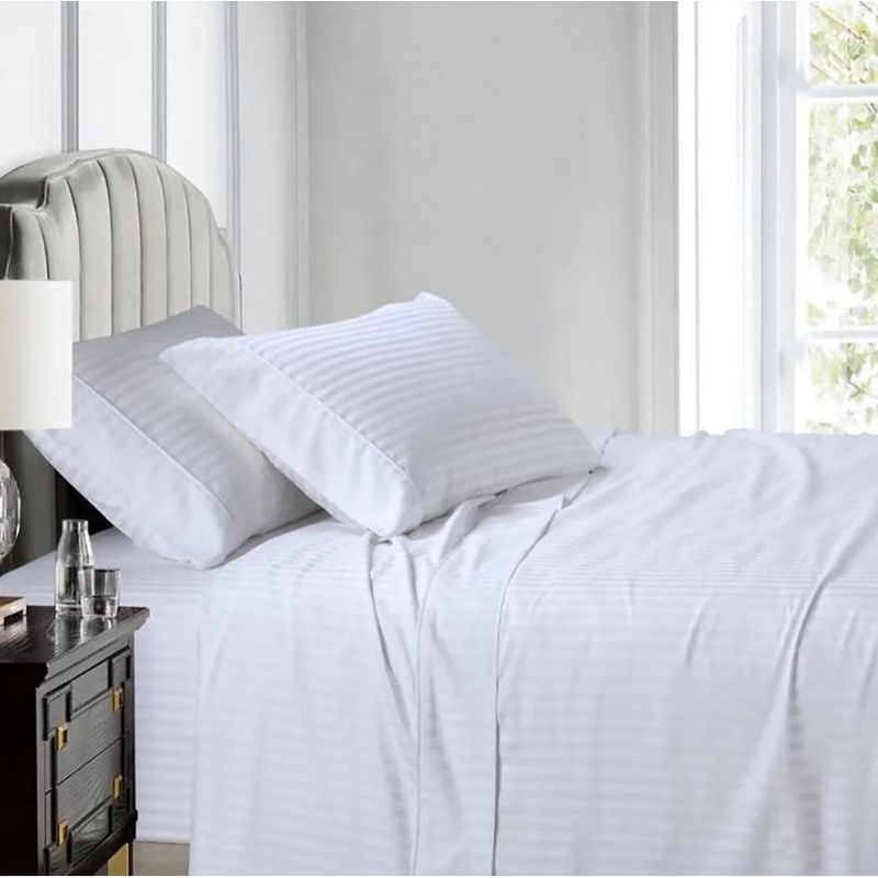 GENERICO - Juego de sabanas king blanco sateen stripe