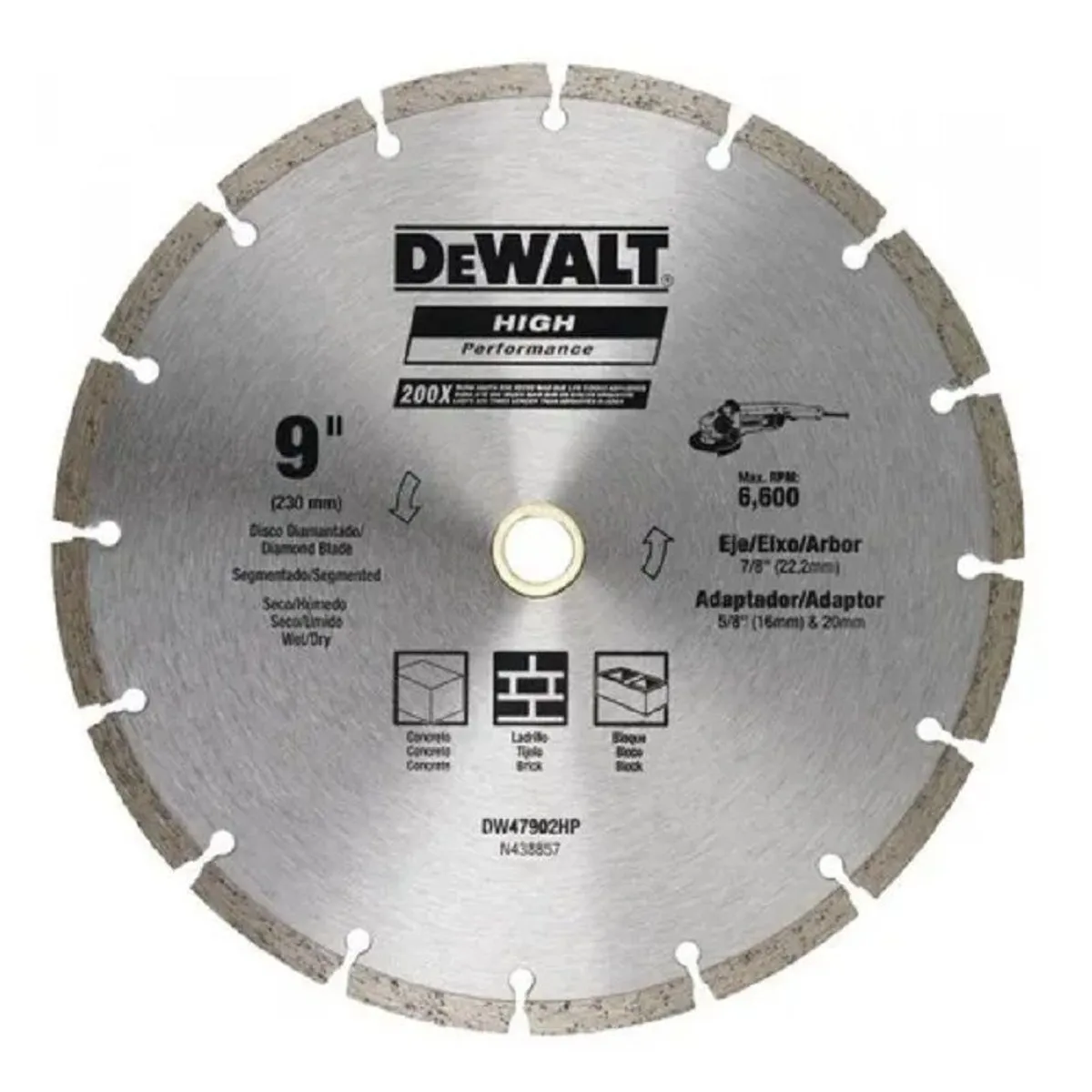 DEWALT - Disco diamantado segmentado de 9 pulg. dewalt dw47902hp