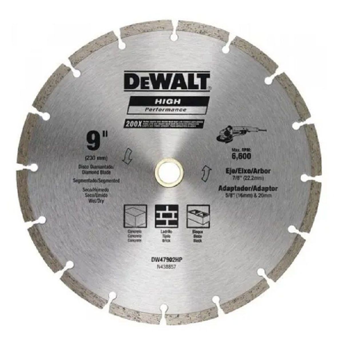 DEWALT - Disco diamantado segmentado de 9 pulg. dewalt dw47902hp