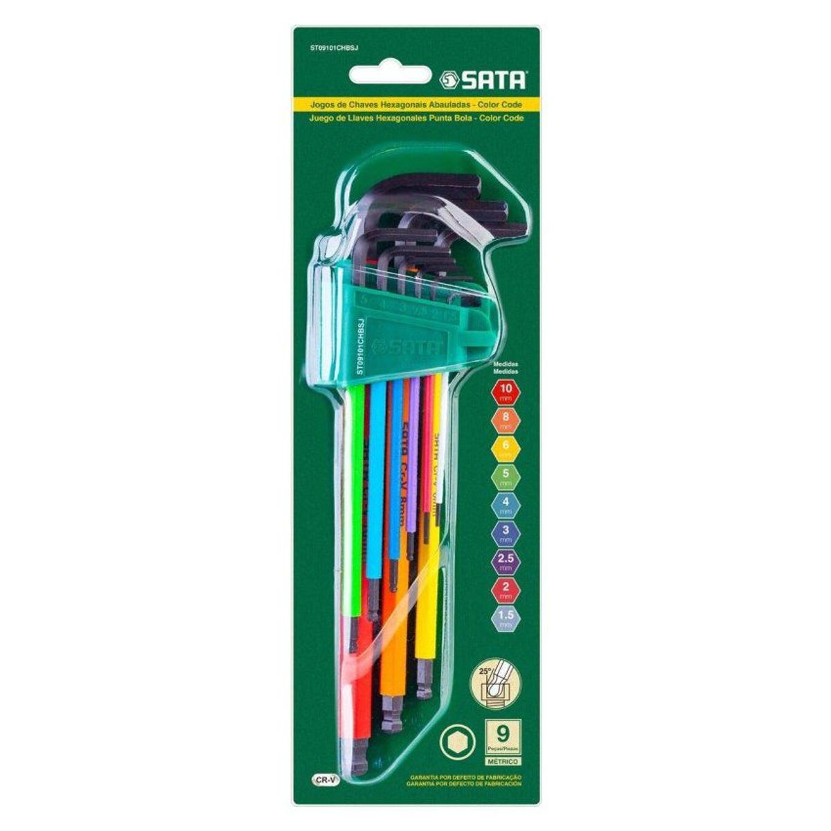 SATA - Juego de llave hexagonal de 1.5 10mm 9pz sata-09101 colores