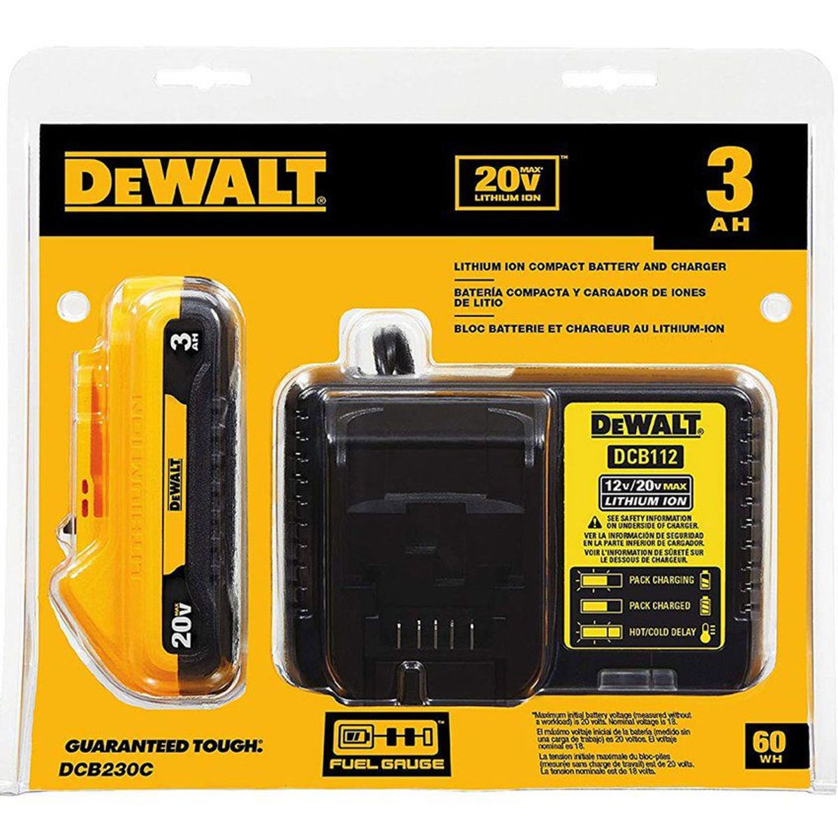 DEWALT - Cargador 122060v + bateria 20v 3ah dewalt dcb230c