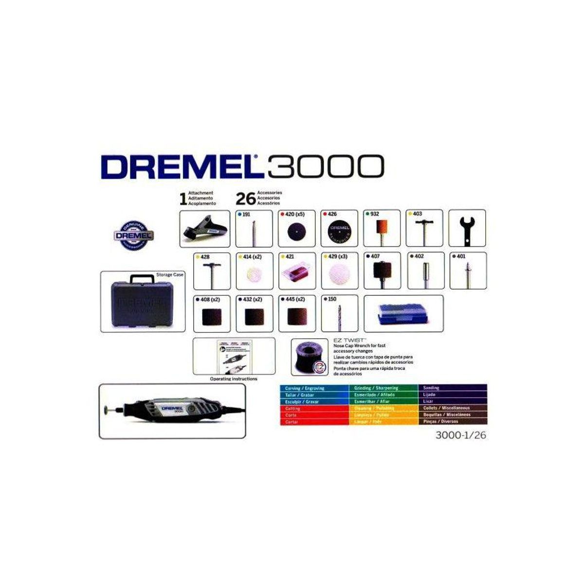 DREMEL - Mototool dremel 3000 26 accesorios + 1 aditamento + maleta