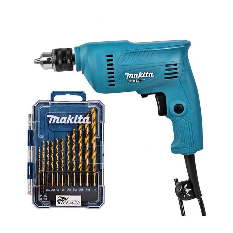 MAKITA - Taladro 3-8 350w vvr + juego de brocas makita m0600x1b