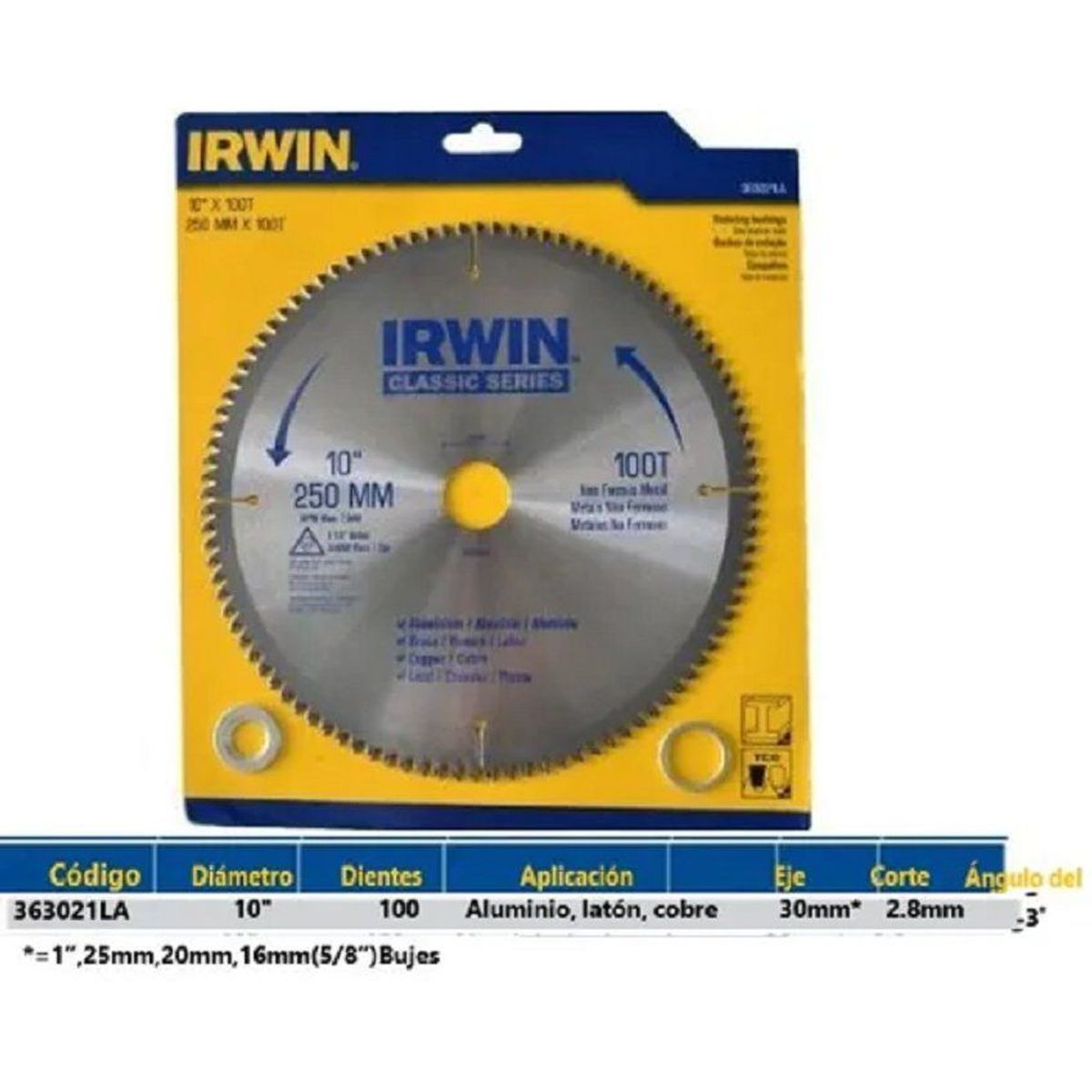 IRWIN - Disco de corte para sierra 10 con 100d irwin 363021la