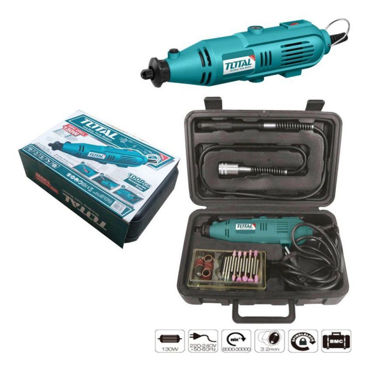 TOTAL - Mototool + 52 accesorios y guaya total tools utg501032