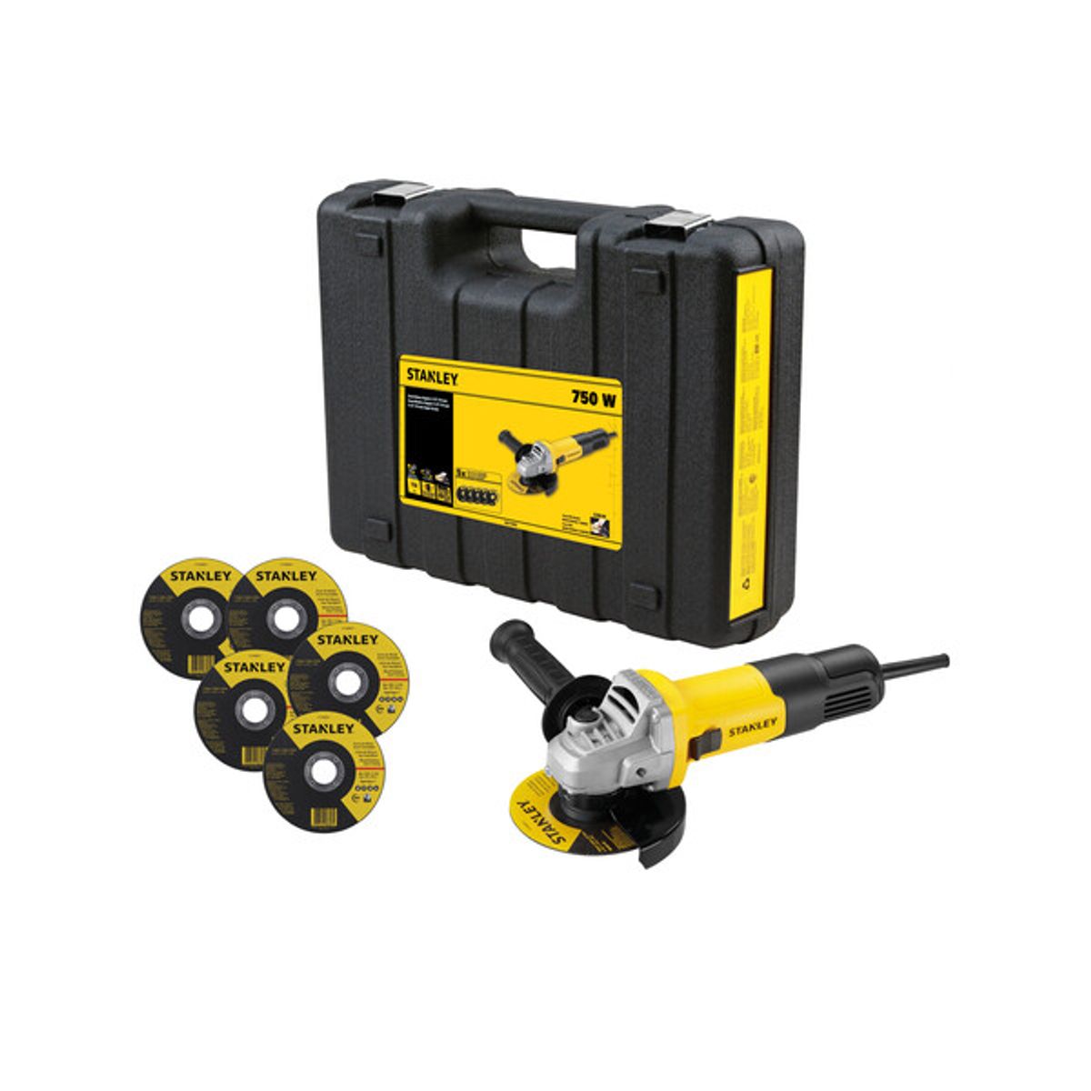 STANLEY - Pulidora 4.1/2 750w + 5 discos stanley sg7115kd-b3
