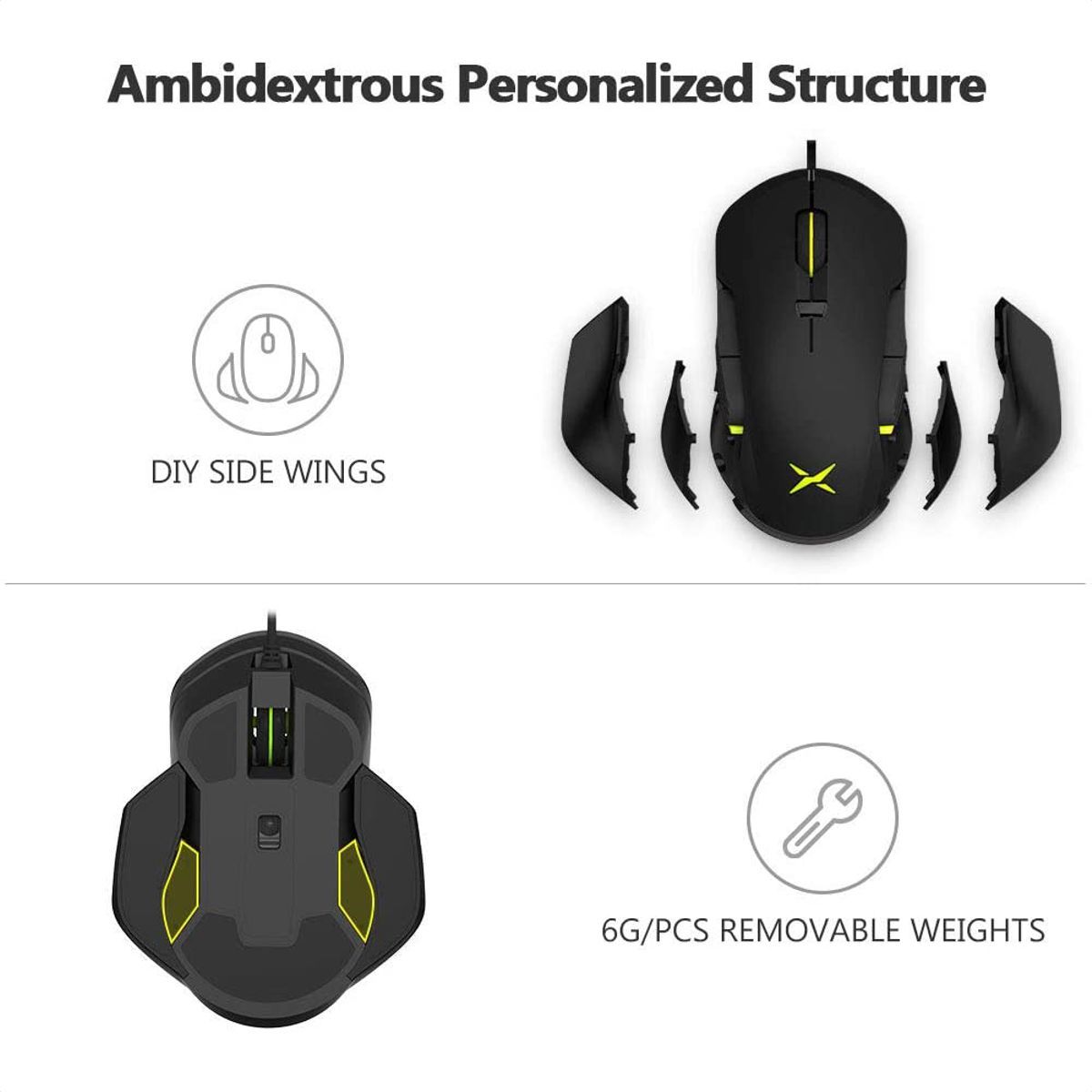 DELUX - Mouse Gamer Delux M627s Rgb, Programable 8 Botones, 16000dpi