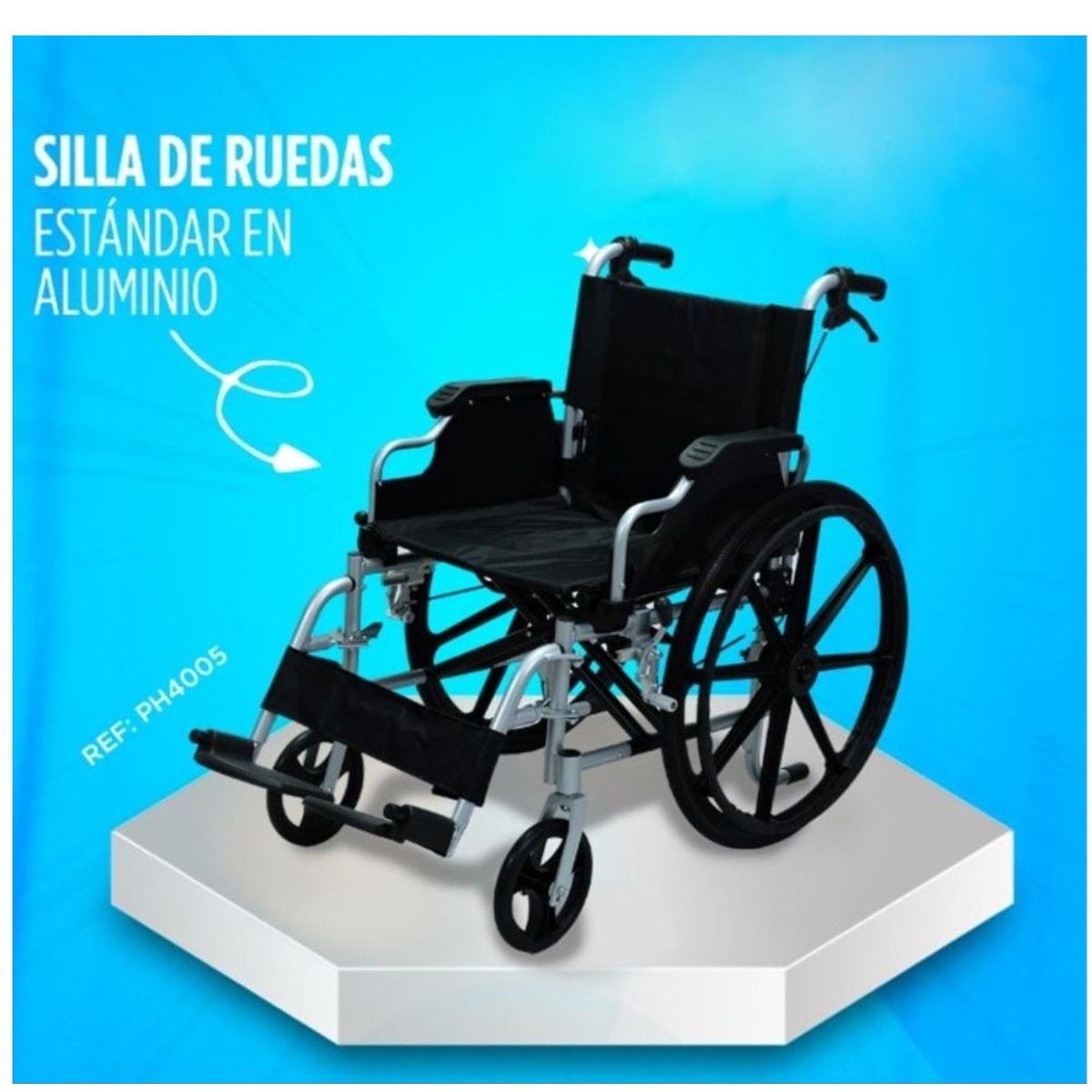 GENERICO - Silla de Ruedas Estandar Aluminio desmonte Rapido rin estrella