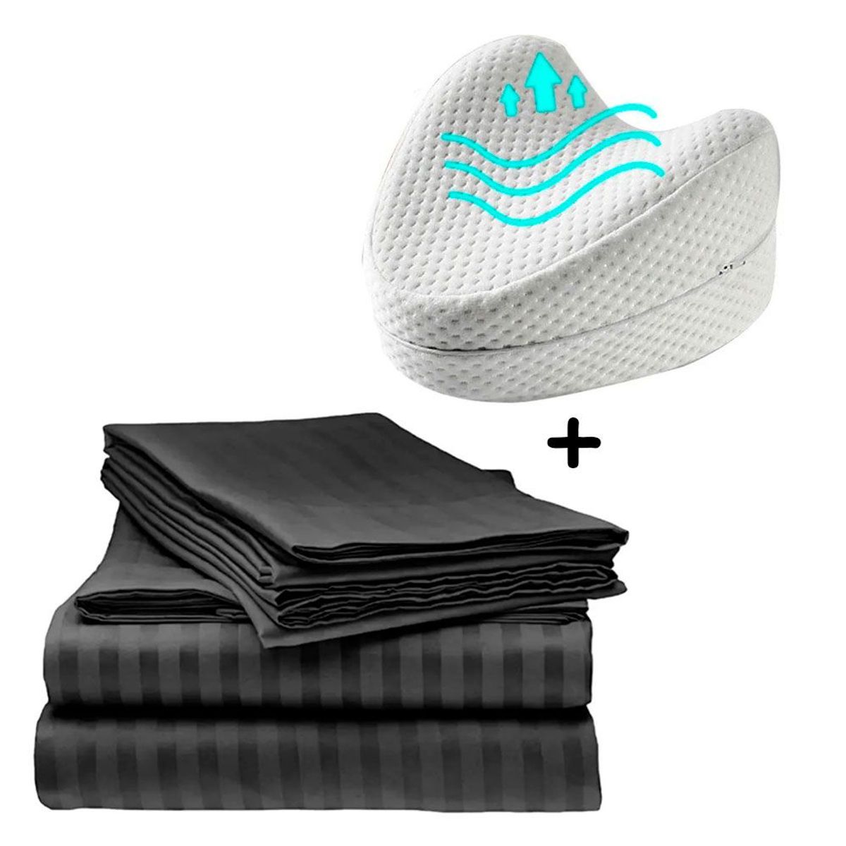 ZHOPI CO - Juego Sabanas Cama Doble Negra mas Almohada Piernas Ortopedica