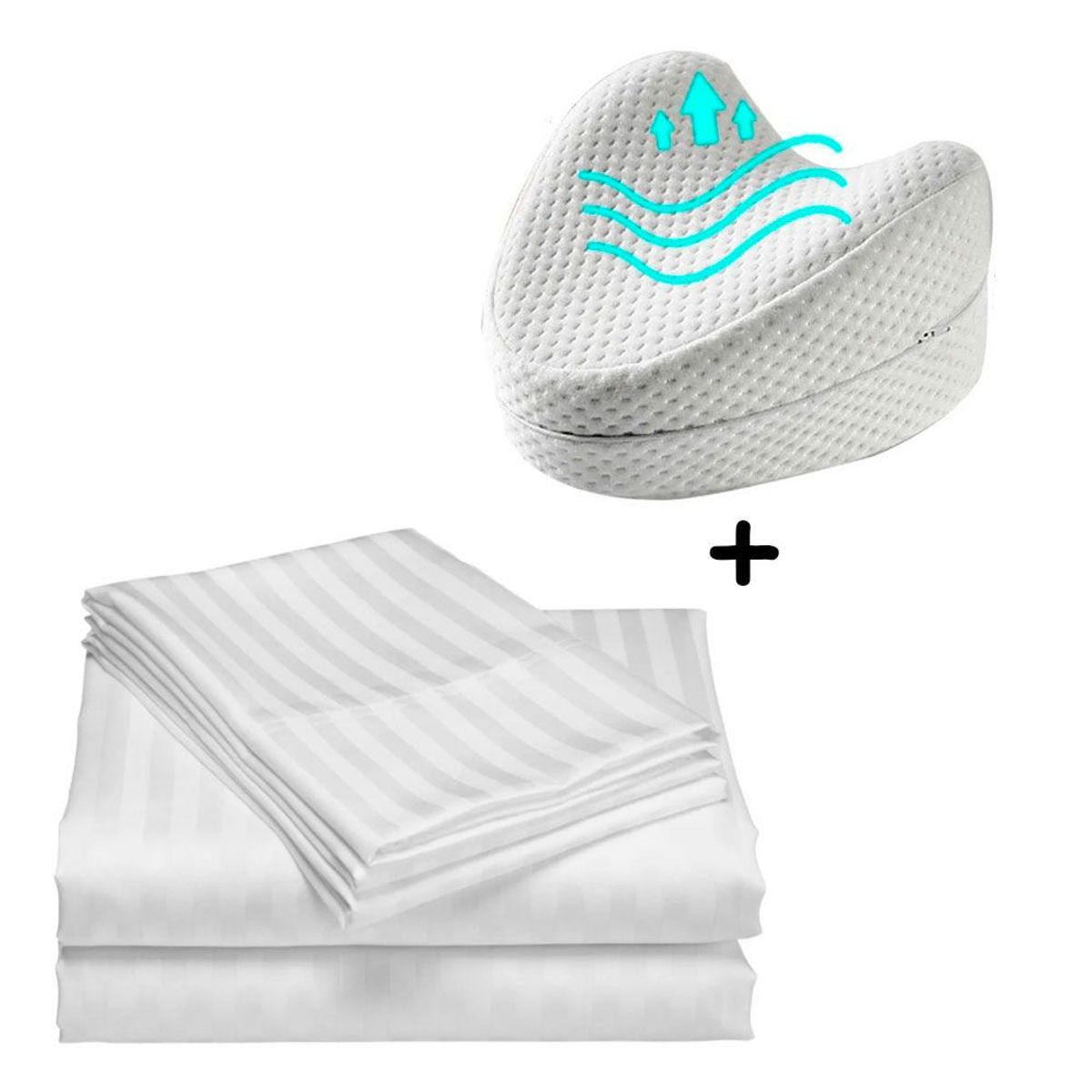 ZHOPI CO - Juego Sabanas Cama QUEEN Blanco mas Almohada Piernas Ortopedica
