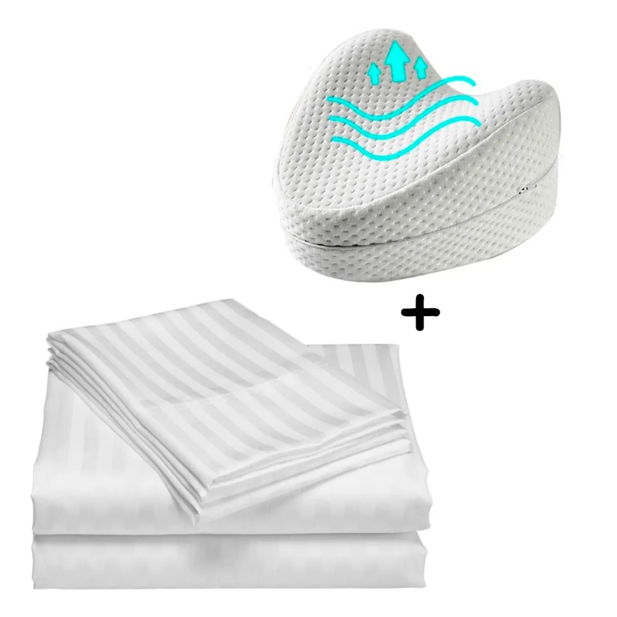 ZHOPI CO - Juego Sabanas Cama QUEEN Blanco mas Almohada Piernas Ortopedica