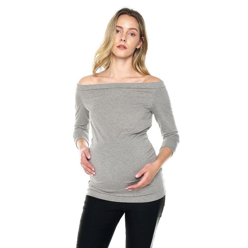 MOMS CLOSET - Blusa Maternidad Strapless Gris Jaspe Mom´s Closet.-