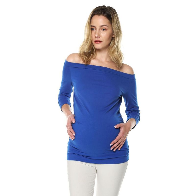 MOMS CLOSET - Blusa Maternidad Strapless Azul Rey Mom´s Closet.