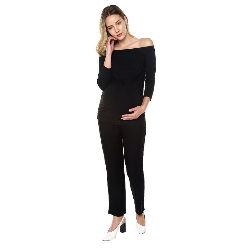 MOMS CLOSET - Blusa Maternidad Strapless Negra Moms Closet.-