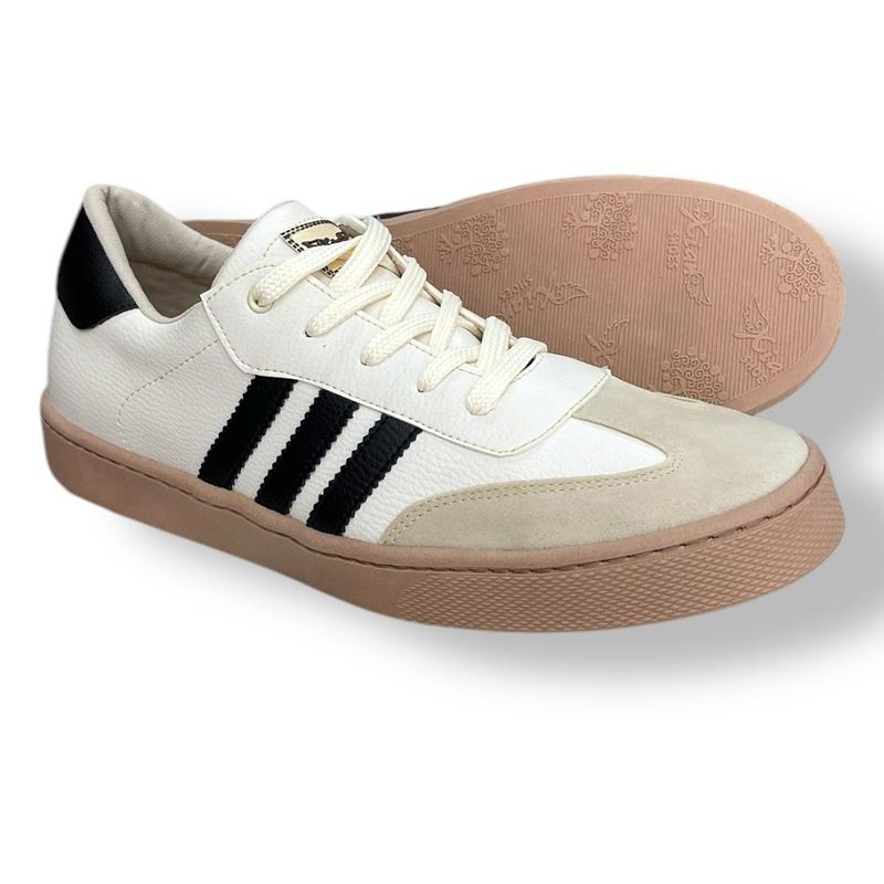XIAN SHOES - Bolichero cordones beige lineas negras Mujer