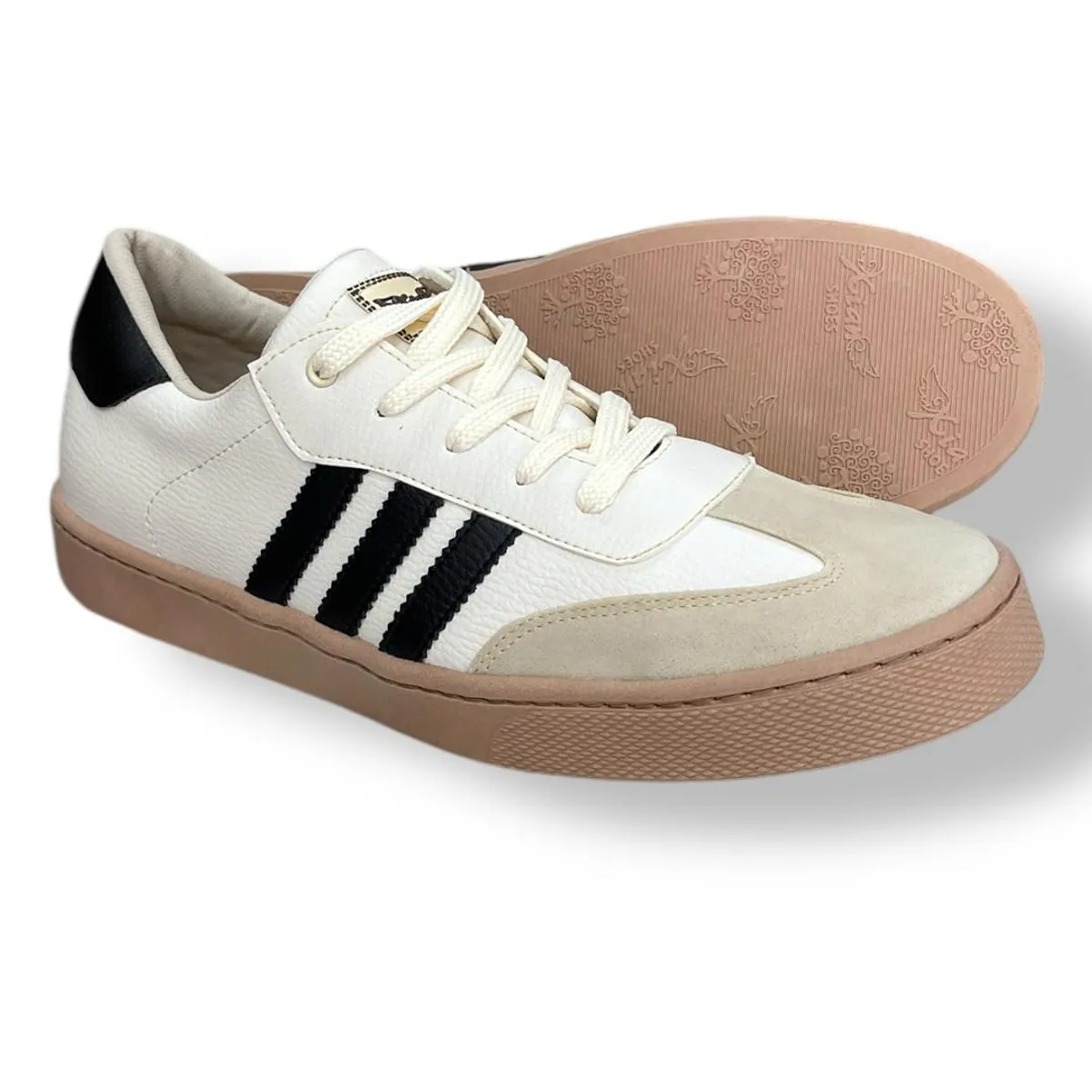 XIAN SHOES - Bolichero cordones beige lineas negras Mujer