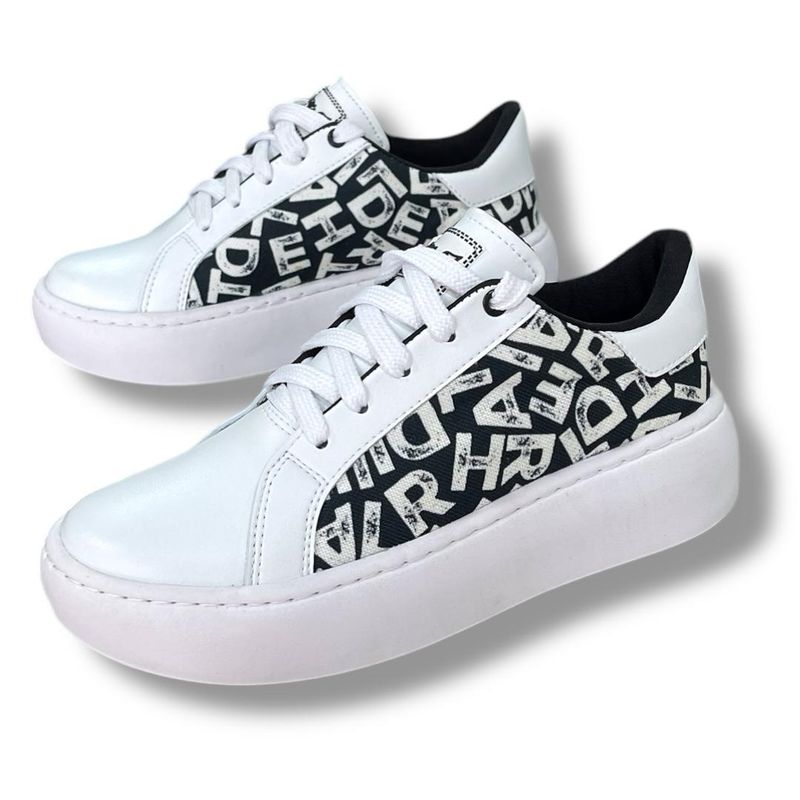 XIAN SHOES - Bolichero blanco letras negras Mujer