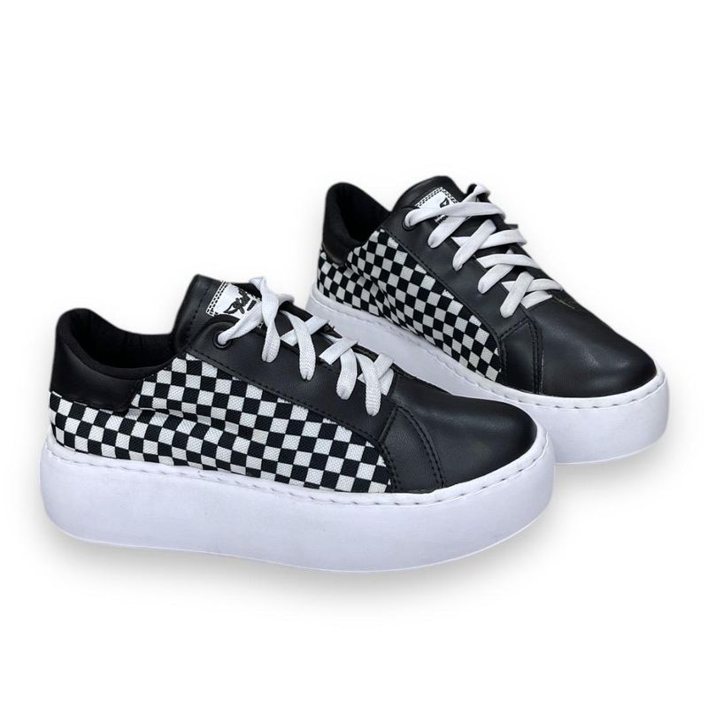 XIAN SHOES - Bolichero cuadros negro Mujer