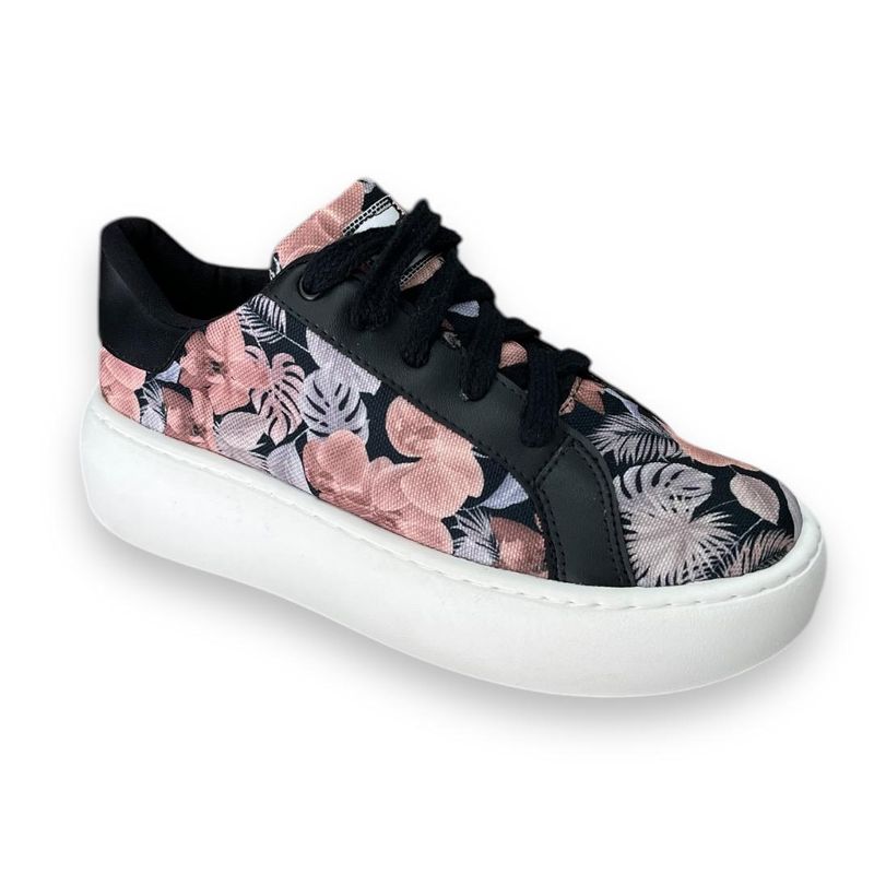 XIAN SHOES - Bolichero flores negras Mujer