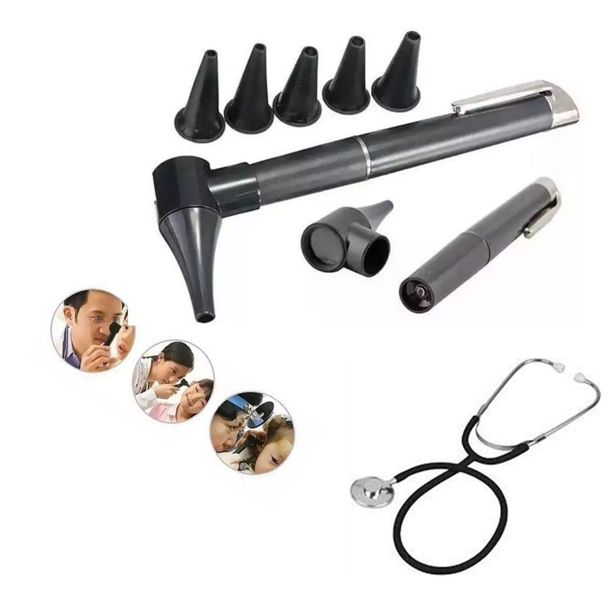 GENERAL - Otoscopio mini  fonendo con especulo y fuente de luz