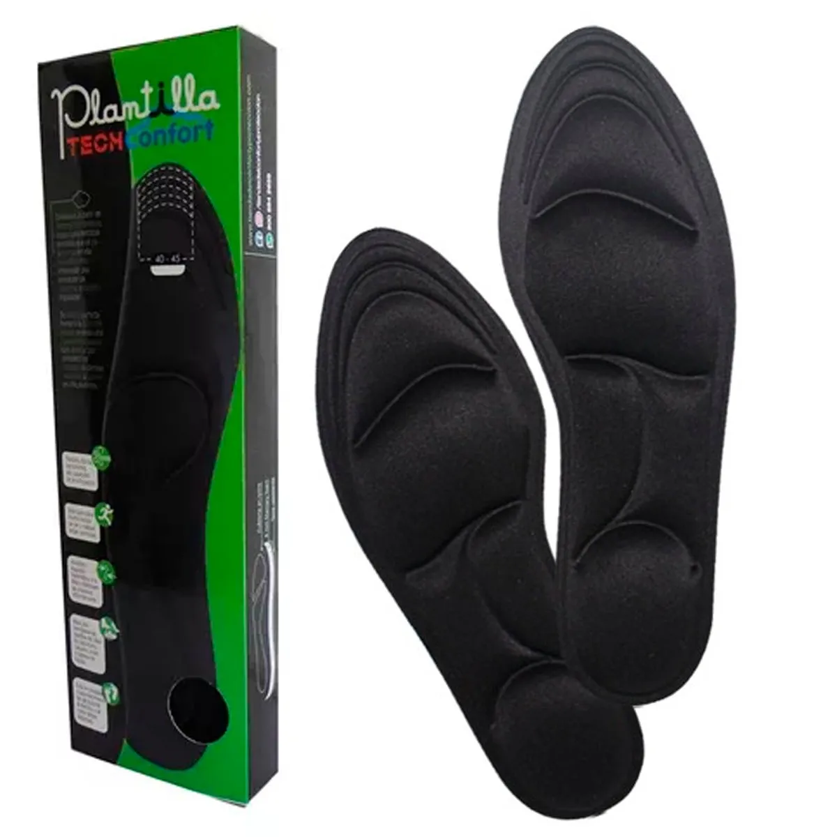 TECHCONFORT - Plantillas en viscoelástica Memory talla ajustable 40-45