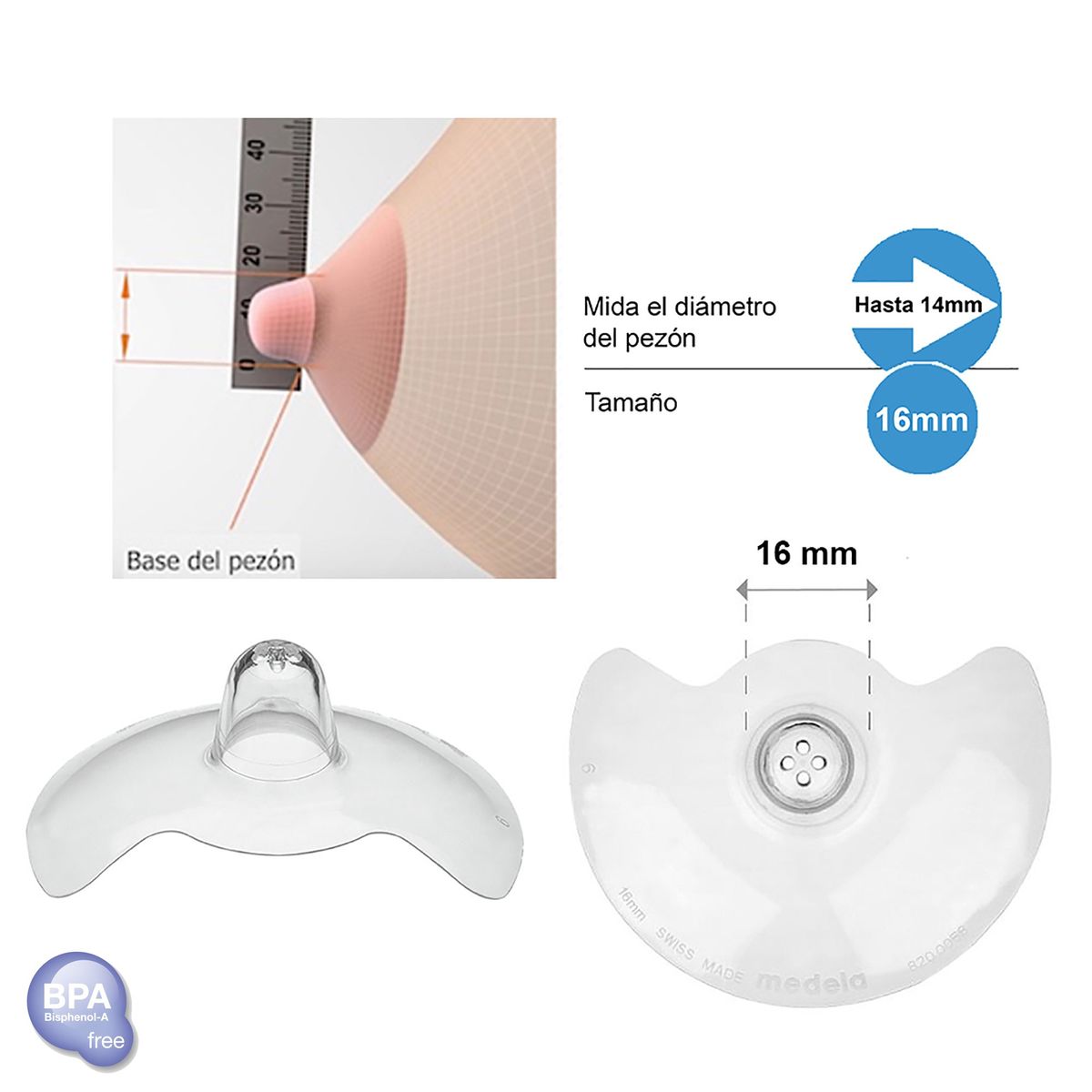 MEDELA - Pezoneras para lactancia Talla S Caja X 2 MEDELA