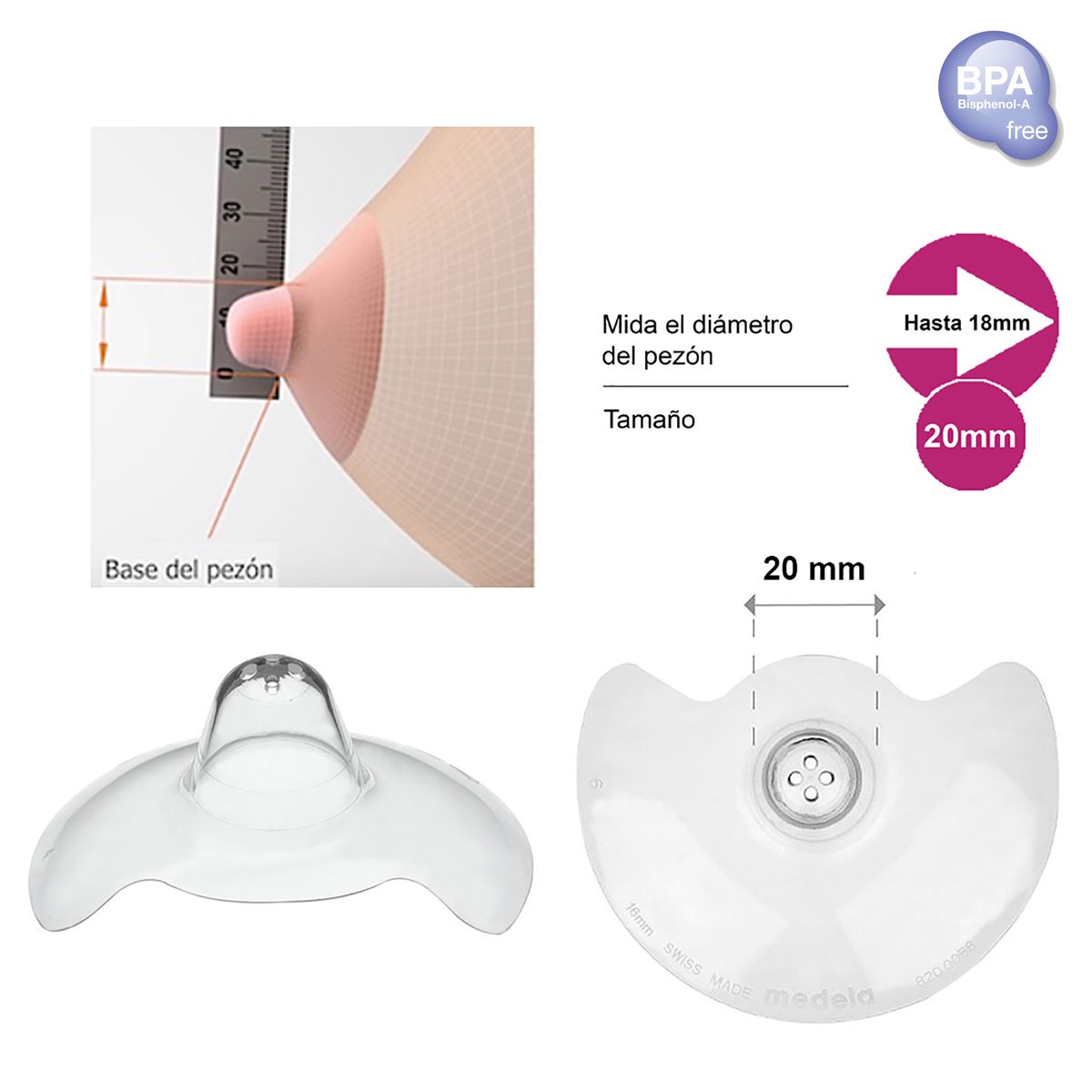 MEDELA - Pezoneras para lactancia Talla M Caja X 2 MEDELA