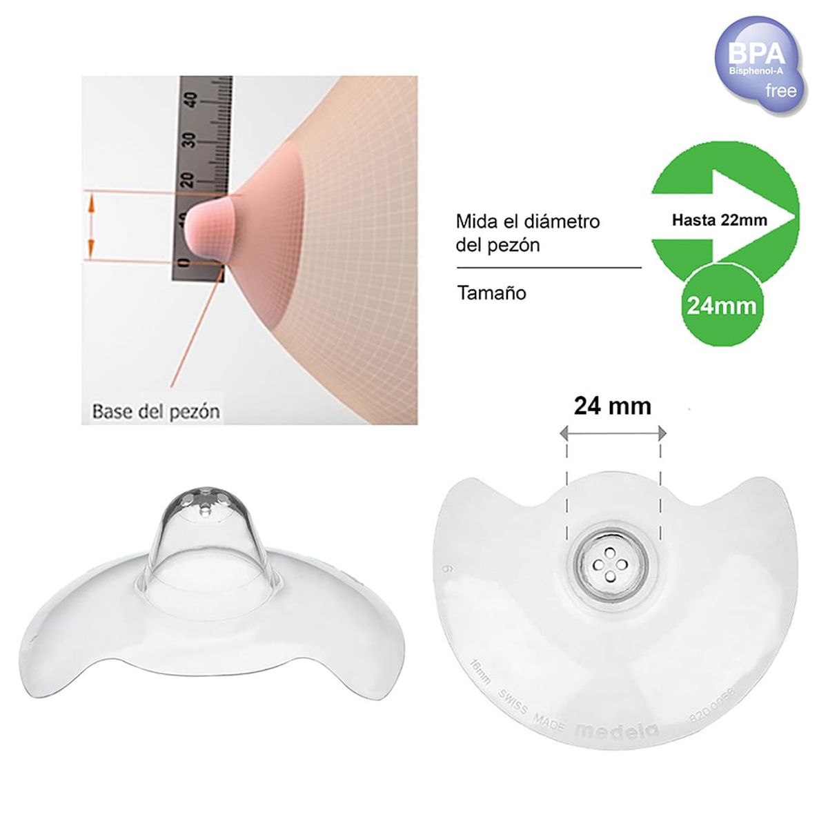 MEDELA - Pezoneras para lactancia Talla L Caja X 2 MEDELA