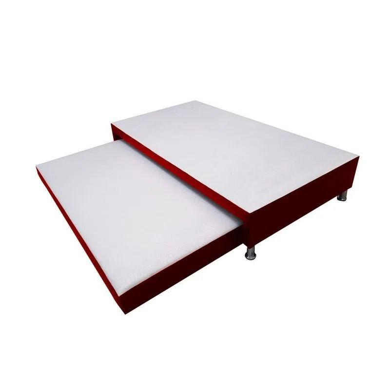 NEW CONFORT - Base Cama Nido Dúplex Semidoble 120x190 Ecocuero Rojo