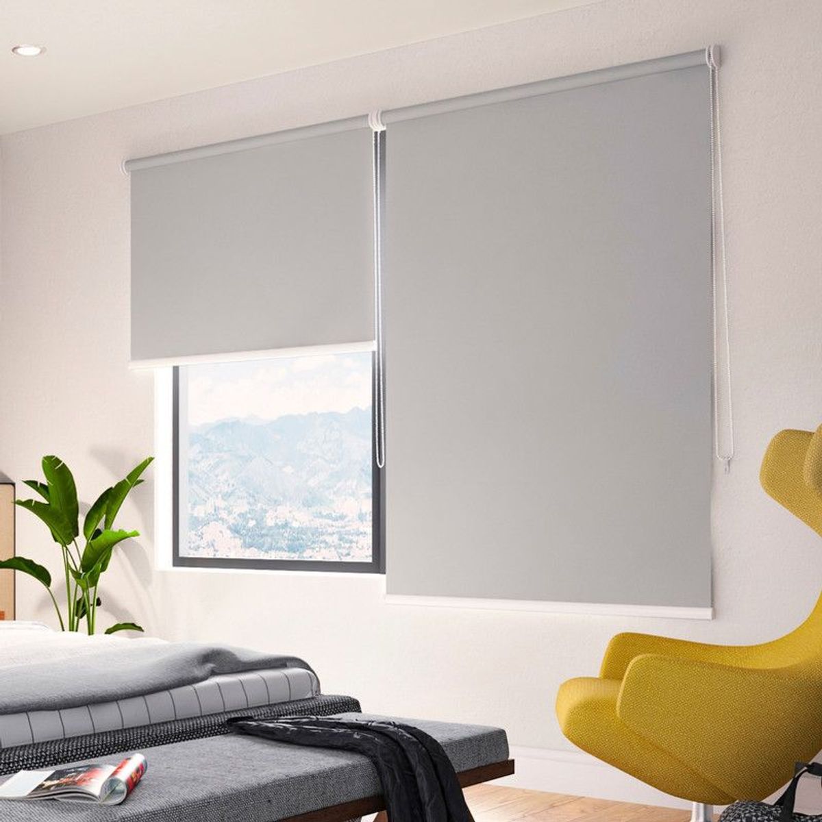 NOVELTY HOME - Cortina Enrollable Blackout Oxford Gris Claro 200x180cm Novelty Home