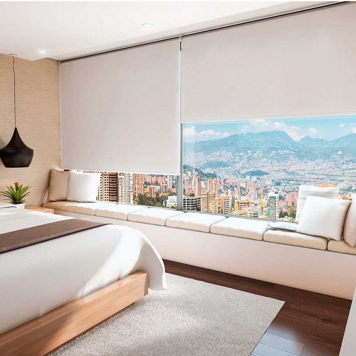 NOVELTY HOME - Cortina Enrollable Blackout Blanco 200x180 cm Novelty Home