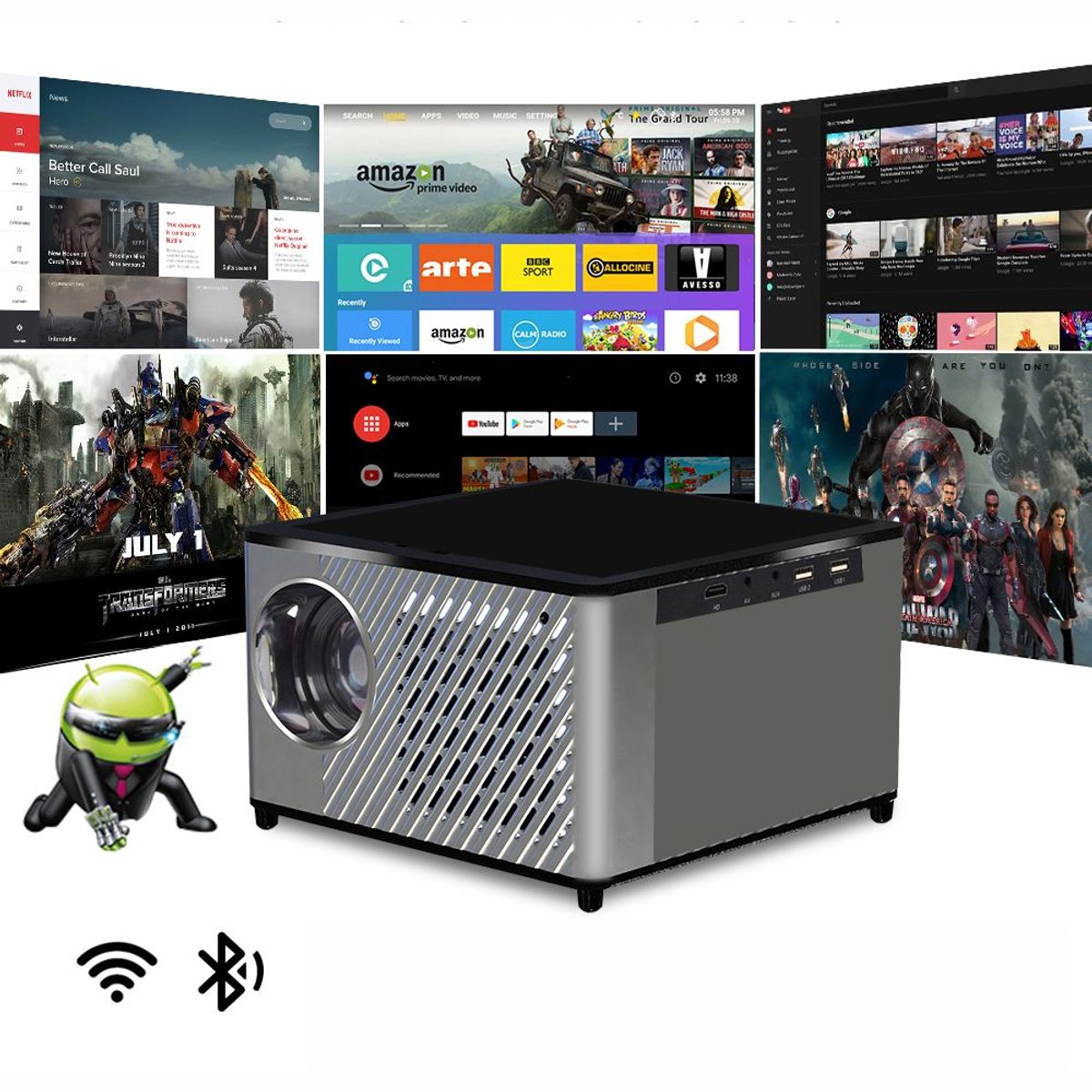 GENERICO - Video Beam Proyector 200p 2k Fhd Profesional 9500lm Android