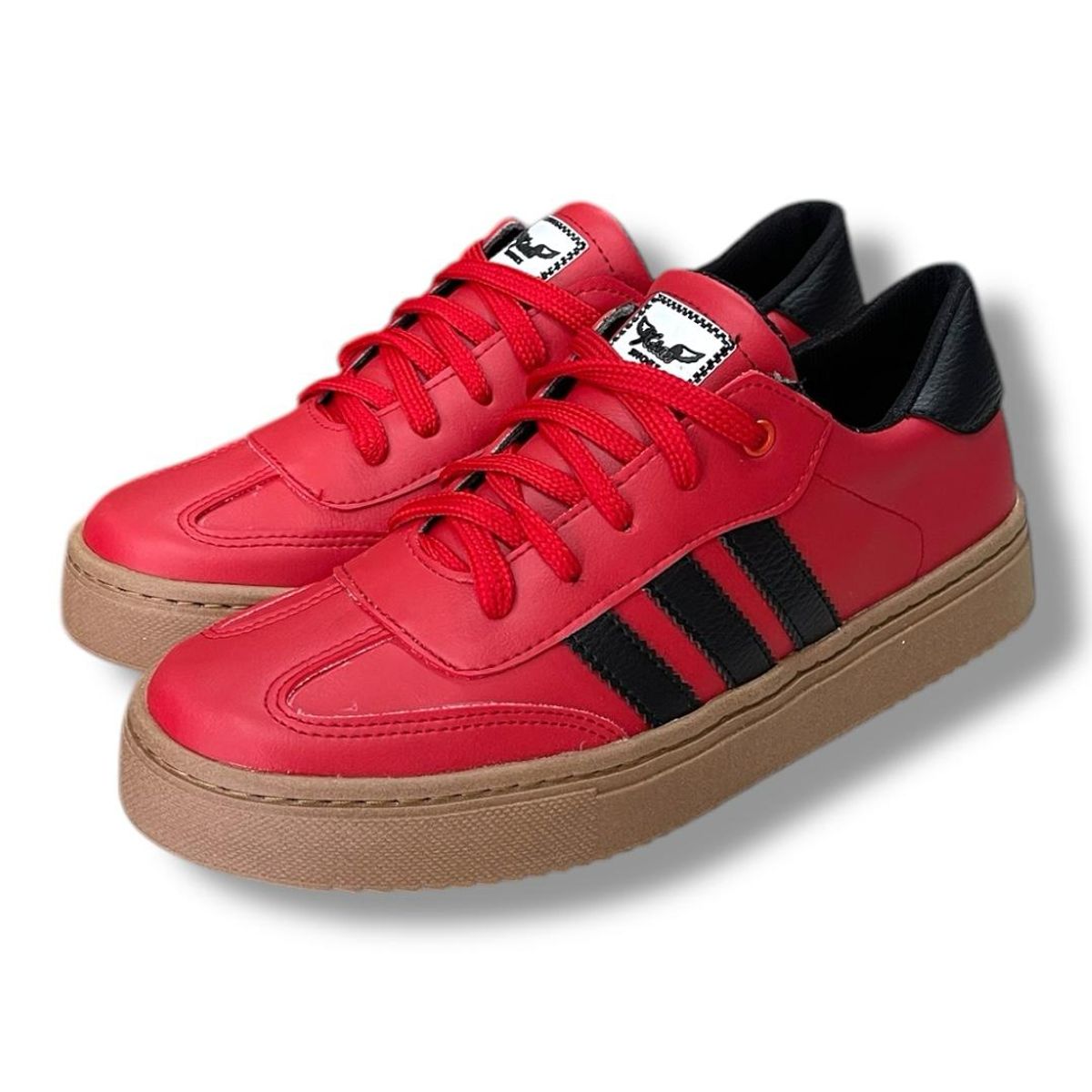 XIAN SHOES - Bolichero cordones rojo lineas negras unisex