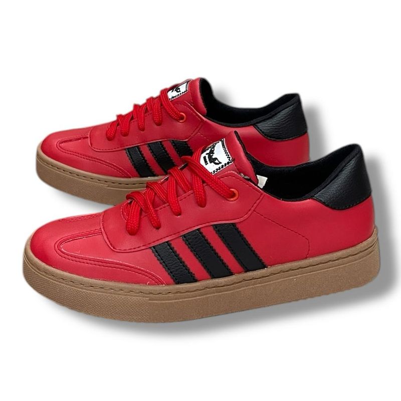 XIAN SHOES - Bolichero cordones rojo lineas negras unisex