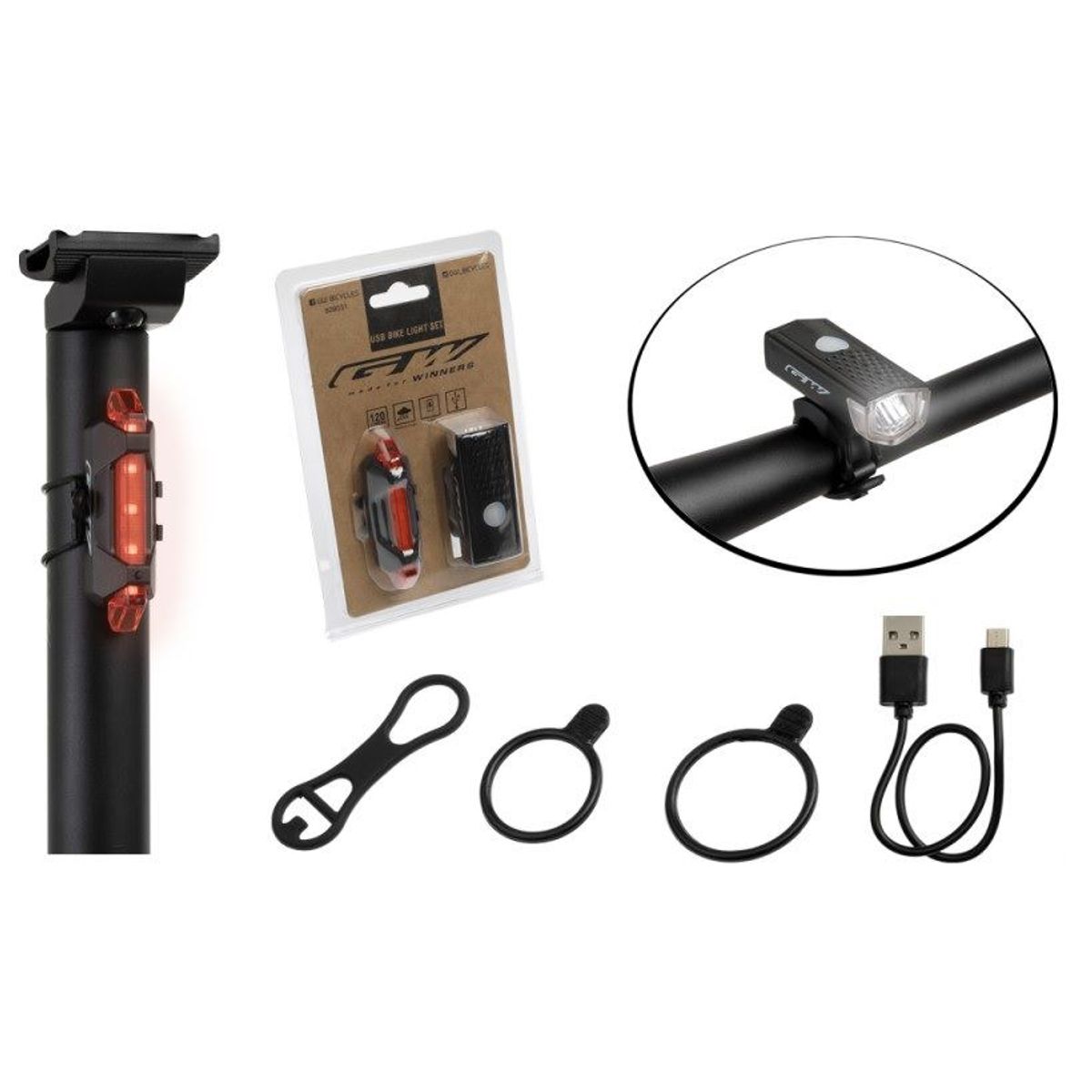 GW - Luces para bicicleta Gw Delantera y trasera 120 lumens