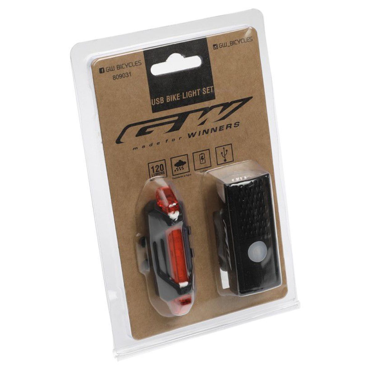 GW - Luces para bicicleta Gw Delantera y trasera 120 lumens