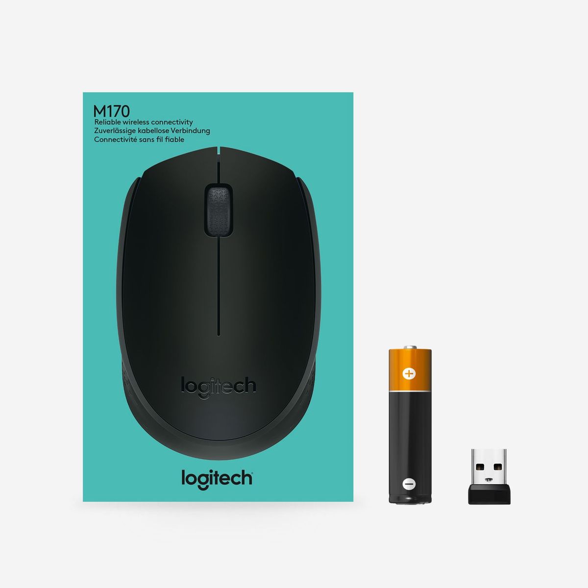 LOGITECH - Mouse Inalámbrico Logitech M170, Cómodo Y Portátil, Win Mac  – Negro