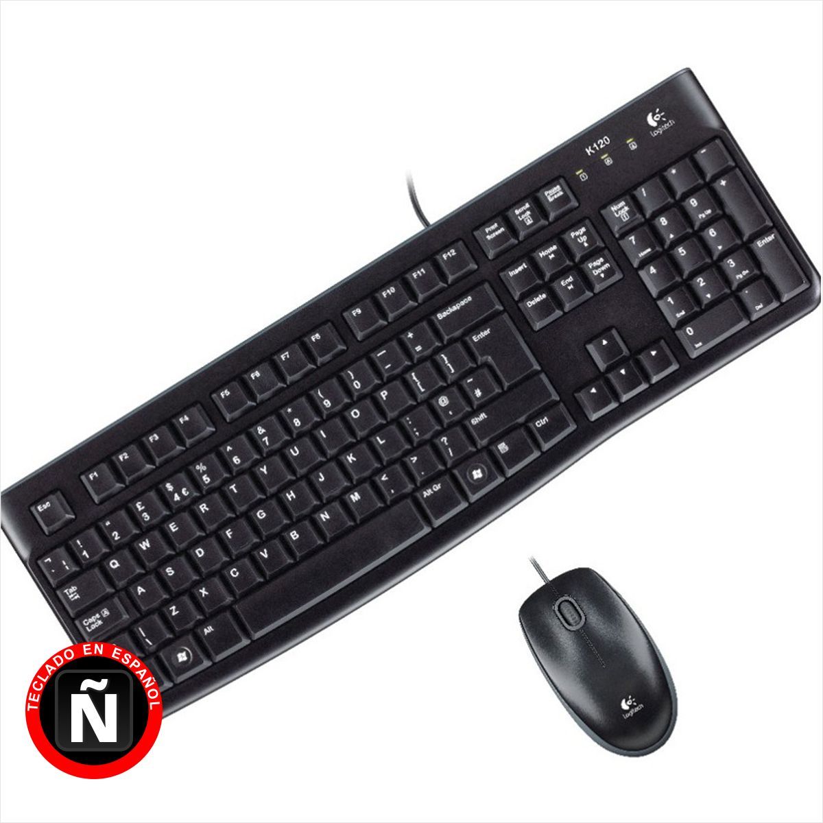 LOGITECH - Combo Teclado + Mouse Logitech MK120 · USB Plug And Play  Negro