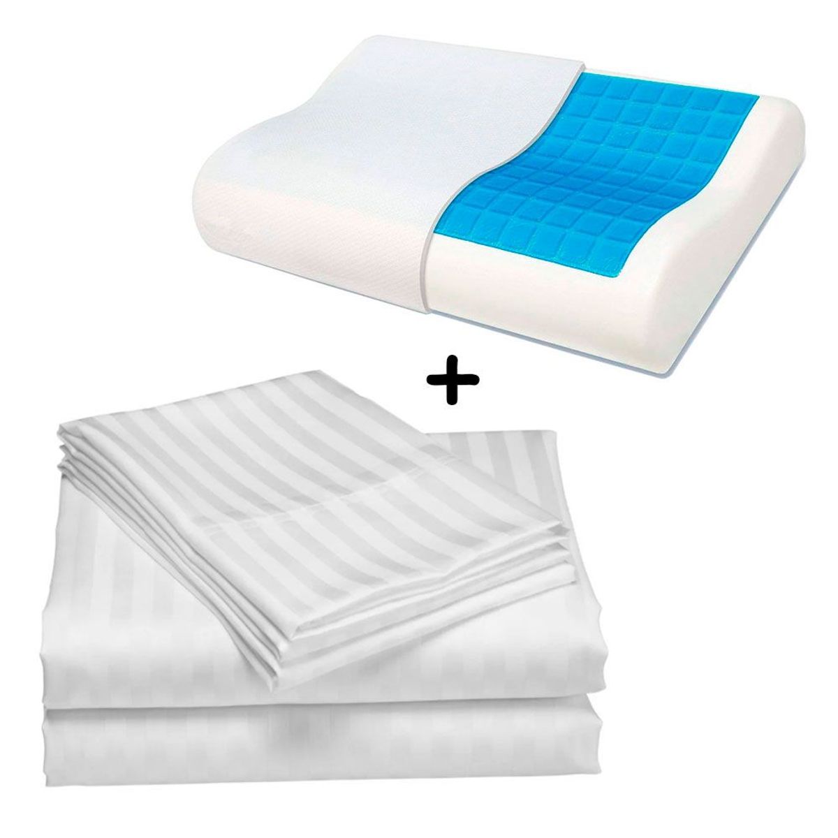 ZHOPI CO - Juego Sabanas Queen Unicolor Blanco Mas 1 Almohada Ortopedica Gel