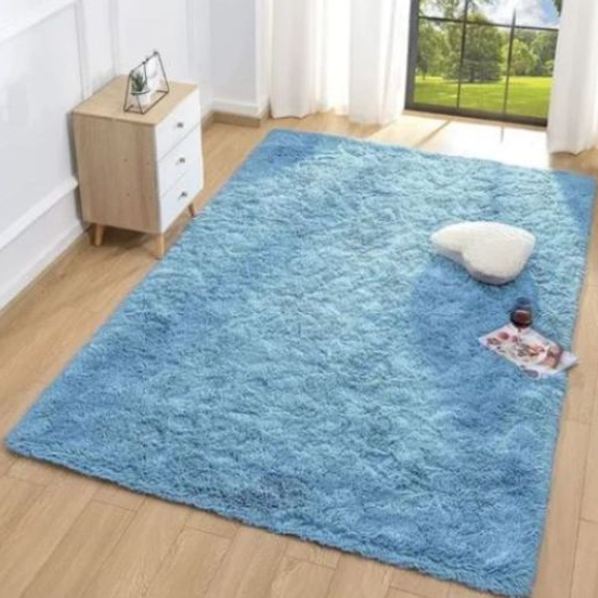 FEEL GREEN - Tapete Alfombra Peluda Azul Claro Tapete Peluche Grande  230×150 Cm