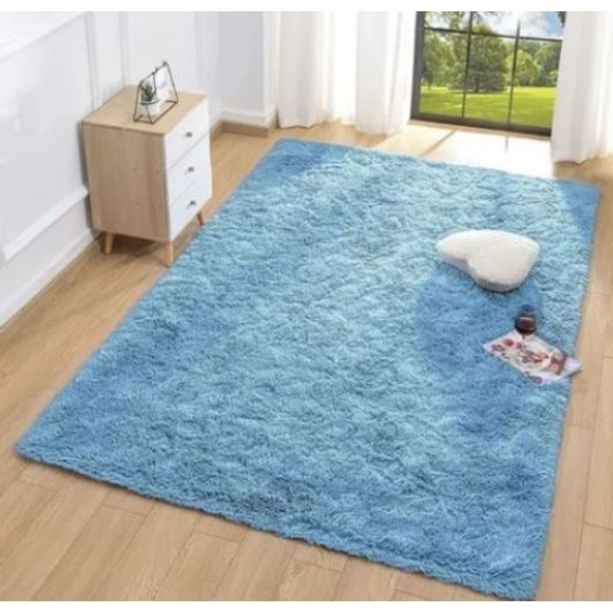 FEEL GREEN - Tapete Alfombra Peluda Azul Claro Tapete Peluche Grande  230×150 Cm