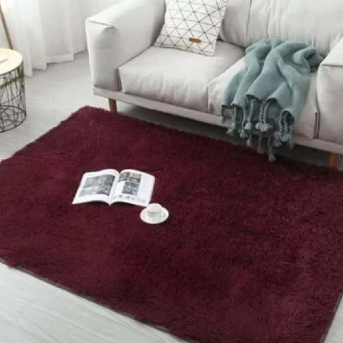 FEEL GREEN - Tapete Alfombra Peluda Bordo  Tapete Peluche Grande  230×150 Cm
