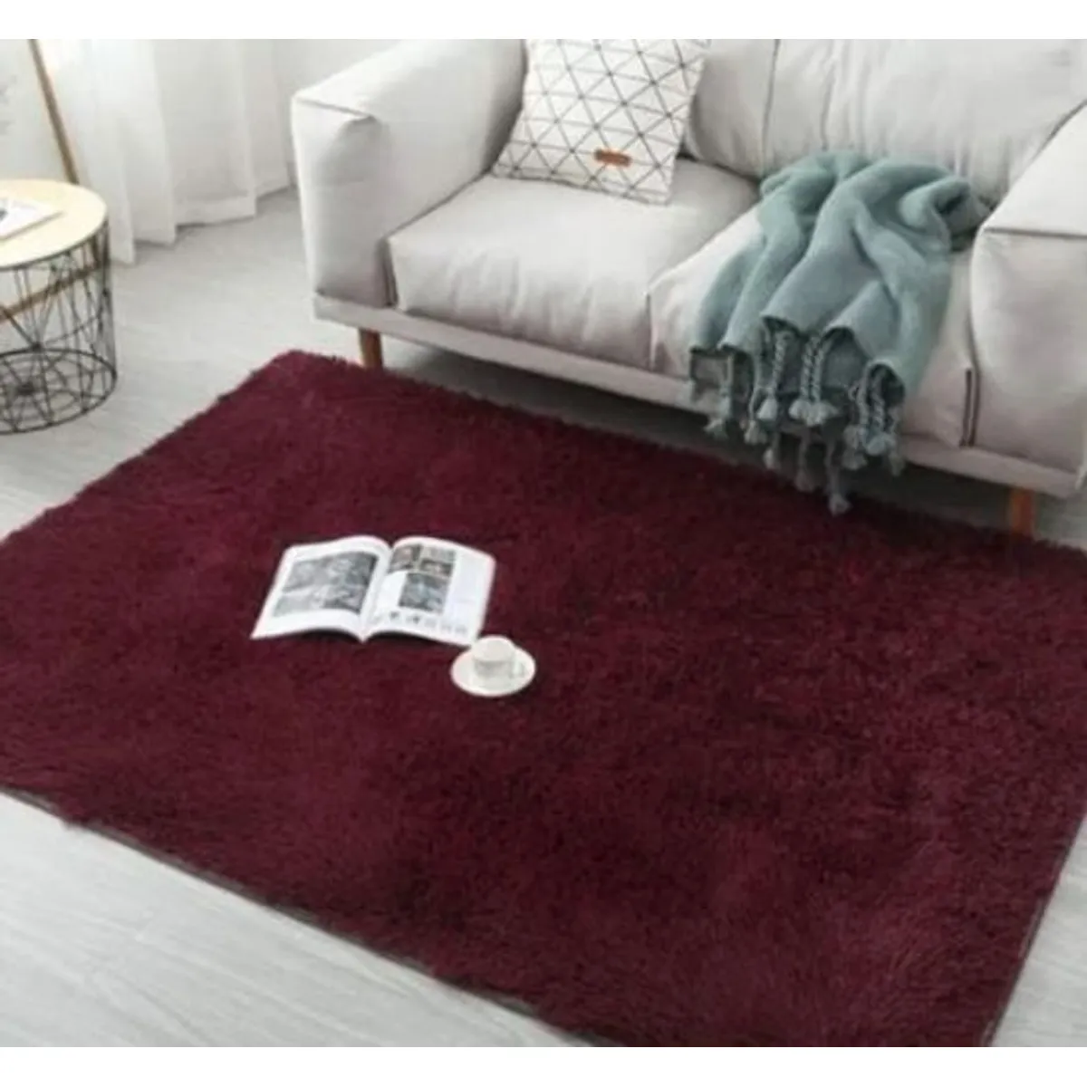 FEEL GREEN - Tapete Alfombra Peluda Bordo  Tapete Peluche Grande  230×150 Cm