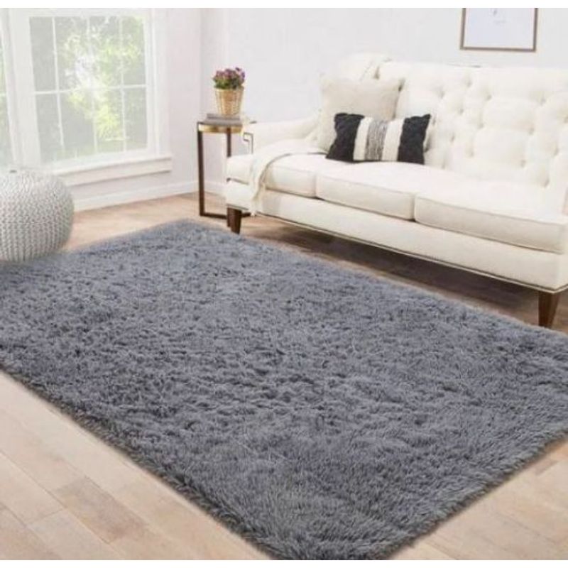 FEEL GREEN - Tapete Alfombra Peluda Gris Oscuro Tapete Peluche Grande  230×150 Cm