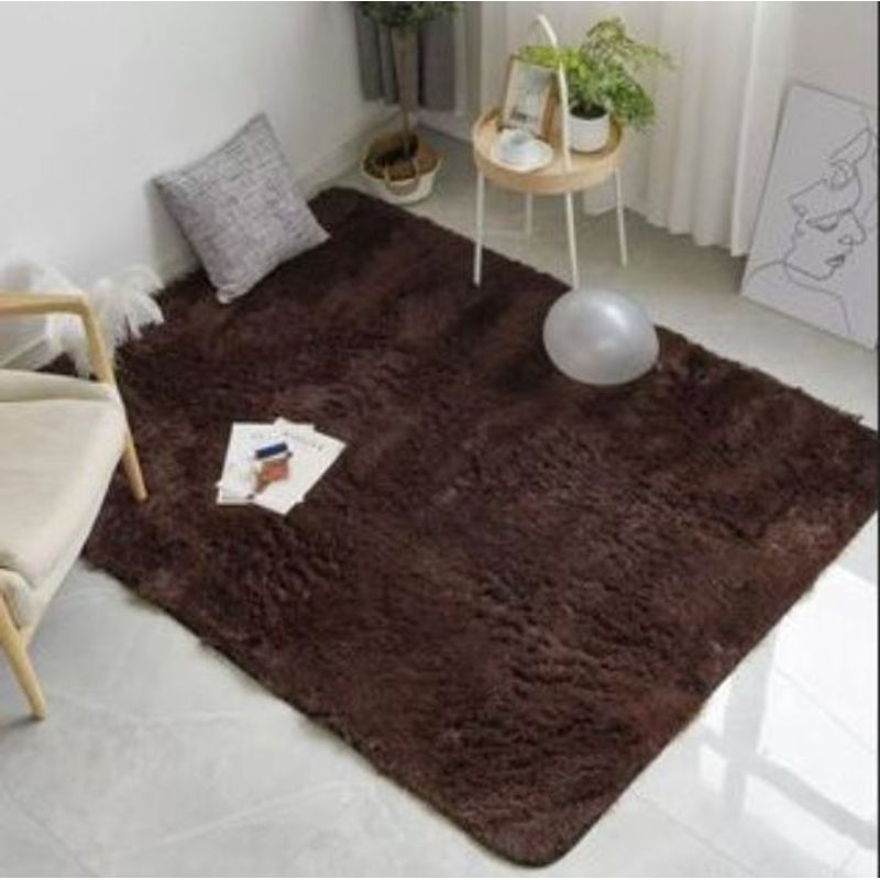 FEEL GREEN - Tapete Alfombra Peluda Marrón  Tapete Peluche Grande  230×150 Cm