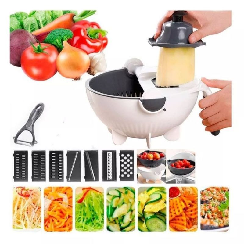 ZHOPI CO - Rallador Picador 9 En 1 Cortador Con Escurridor De Verduras