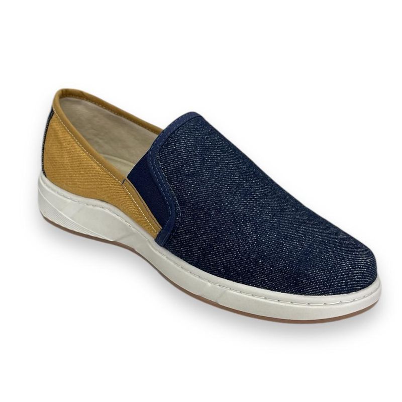 XIAN SHOES - Oxford mocasin azul mostaza Hombre