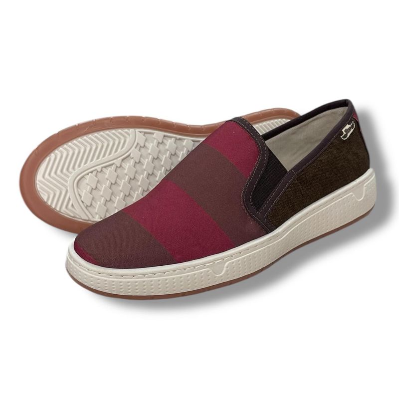 XIAN SHOES - Oxford mocasin marron rayas vinotinto Hombre